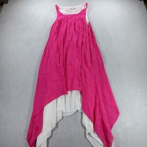 Aria Handmade Women Dress‎ Pink White XL Layered Handkerchief Hem Sleeveless